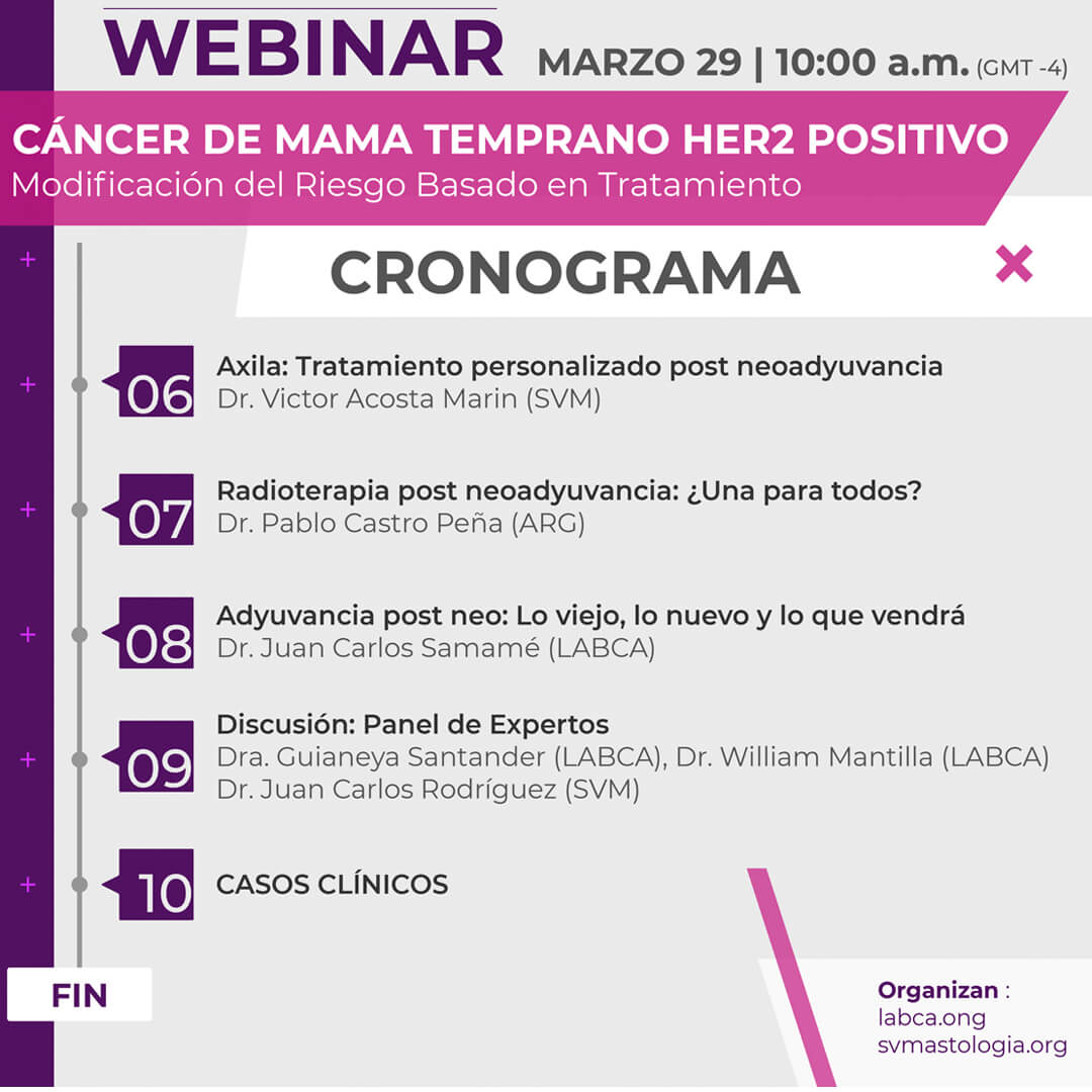 labca_ok's tweet photo. 🎗️ Webinar: Cáncer de Mama #HER2Positivo
Invitamos a Oncólogos y profesionales de la salud a un evento virtual de alto nivel sobre #CáncerDeMama HER2+ y la modificación del riesgo basado en tratamiento
🔗 https://t.co/1IzVSivjXN
#Oncología #WebinarMédico #LABCA #SVM #Salud https://t.co/Oweko7c20W