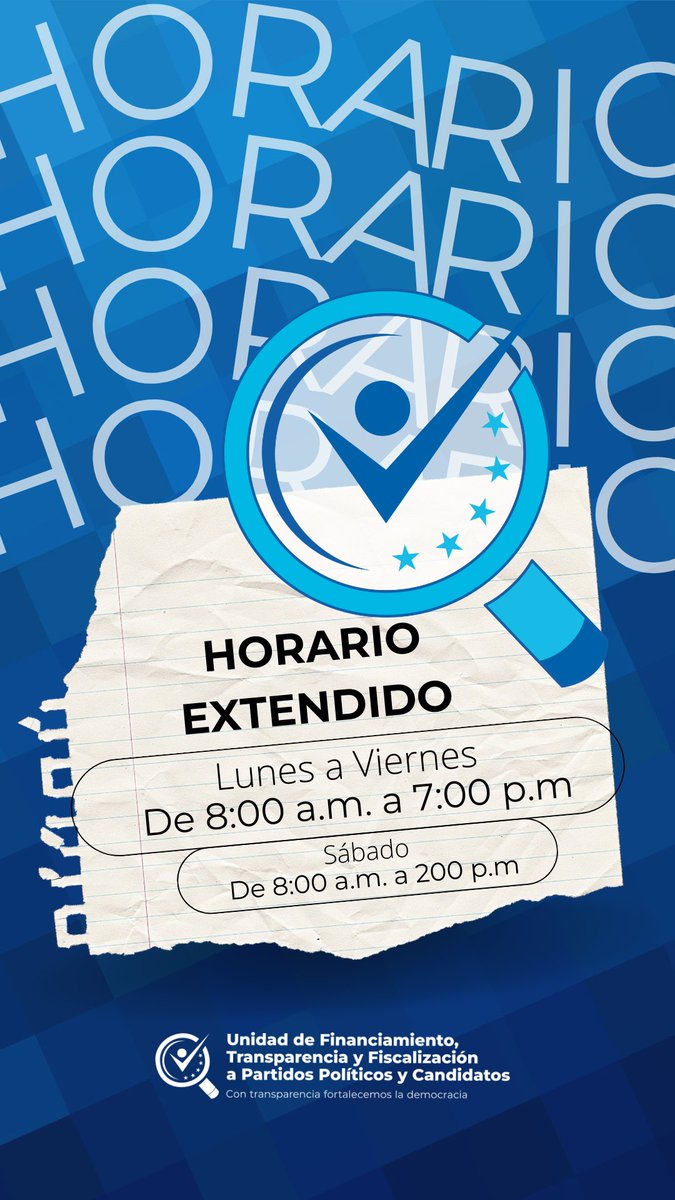 📢 ¡Atención, Sujetos Obligados! 

Para facilitar el cumplimiento de sus obligaciones, la #UFTF ha ampliado su horario de atención. Aproveche este horario extendido para realizar sus trámites de manera oportuna. 

📍 Más información en 👉 utpoliticalimpia.hn
