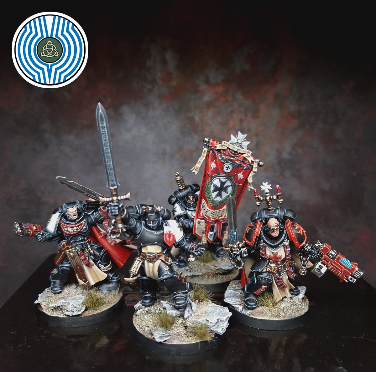 Pictish_Paint's tweet image. Completed the first four models of my black Templar army project.  The basing really finishes them off.

#paintingwarhammer #WarhammerCommunity #spacemarine #blacktemplars #40k #gw #pictishminipainting #warhammer #adeptusastartes