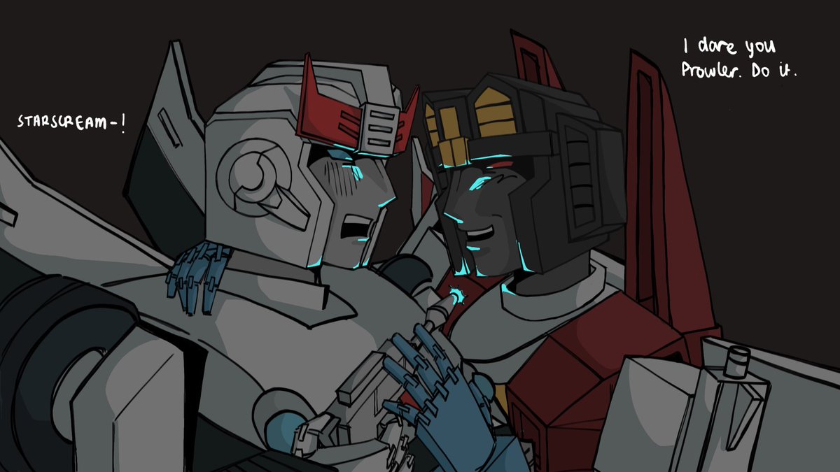 ukemagnus's tweet photo. prowlstar and their weird little gay relationship… 
#transformers #maccadams #prowlstar #prowlscream https://t.co/h9GO1hmKFq