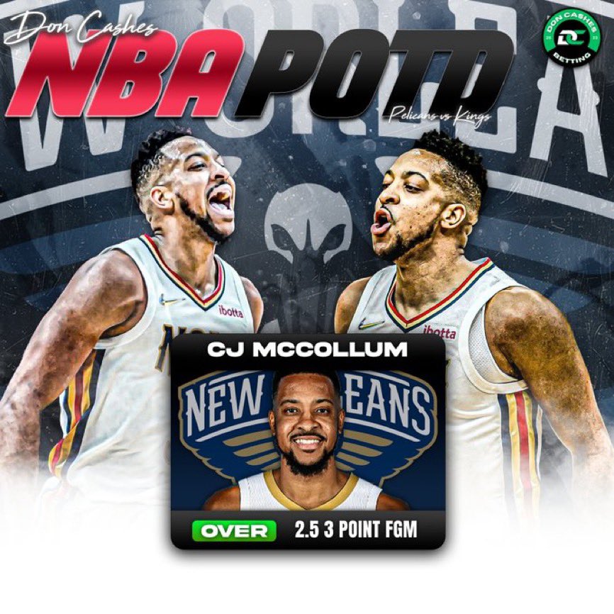 DaDonCashes's tweet photo. COLLAB PROP BANGER ๐ฆ
5-1 COLLAB ๐จ STREAK ๐ฅ๐ฅ๐ฅ
W/@THEBOOKIEKILLAA
๐- CJ MCCOLLUM 2.5 3PT MADE
IF TAILING SHOW โค๏ธโ๐ฅ/RT/ COMMENT DONT MISS ANOTHER EASY ๐
#collab #bangers #win #streak #cash #bets #faze #gambling https://t.co/XIom4Wb7Wc