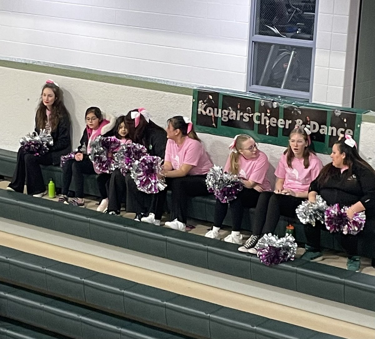 Womens Basketball - standing room only for the Kougars as the crowd plus Kish Cheer and Dance Club ready for Pink Zone night vs Illinois Valley CC.  Raising donations for Play for Kay Yow Foundation !!#KishFam 🏀