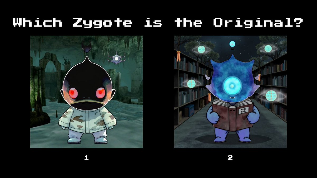 Hey fam, 
Very soon, you’ll get to recreate <a href="/zygote_pods/">zygote 🦠</a> on Create With Me.

Can you guess which image is the original Zygote art and which was created by AI?  

Drop your guess in the comments - the first to get it right wins a Zygote NFT!