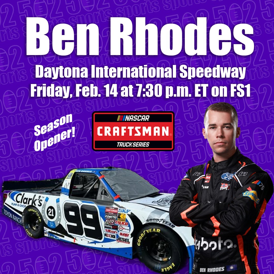 502sports's tweet photo. Tune in on Friday at 7:30pm ET to watch Louisville's own Ben Rhodes as he races in the season opener at Daytona International Speedway!

Rhodes is a graduate of Holy Cross High School in Louisville, KY, and he has won two NASCAR CRAFTSMAN Truck Series Championships in 2021 and 2023.

Join us in supporting him in the opening race of the season!

Good luck, Ben!

📸@benrhodes

#NASCAR #BenRhodes #Louisville #LouisvilleKY #Daytona #HolyCrossHighSchool
