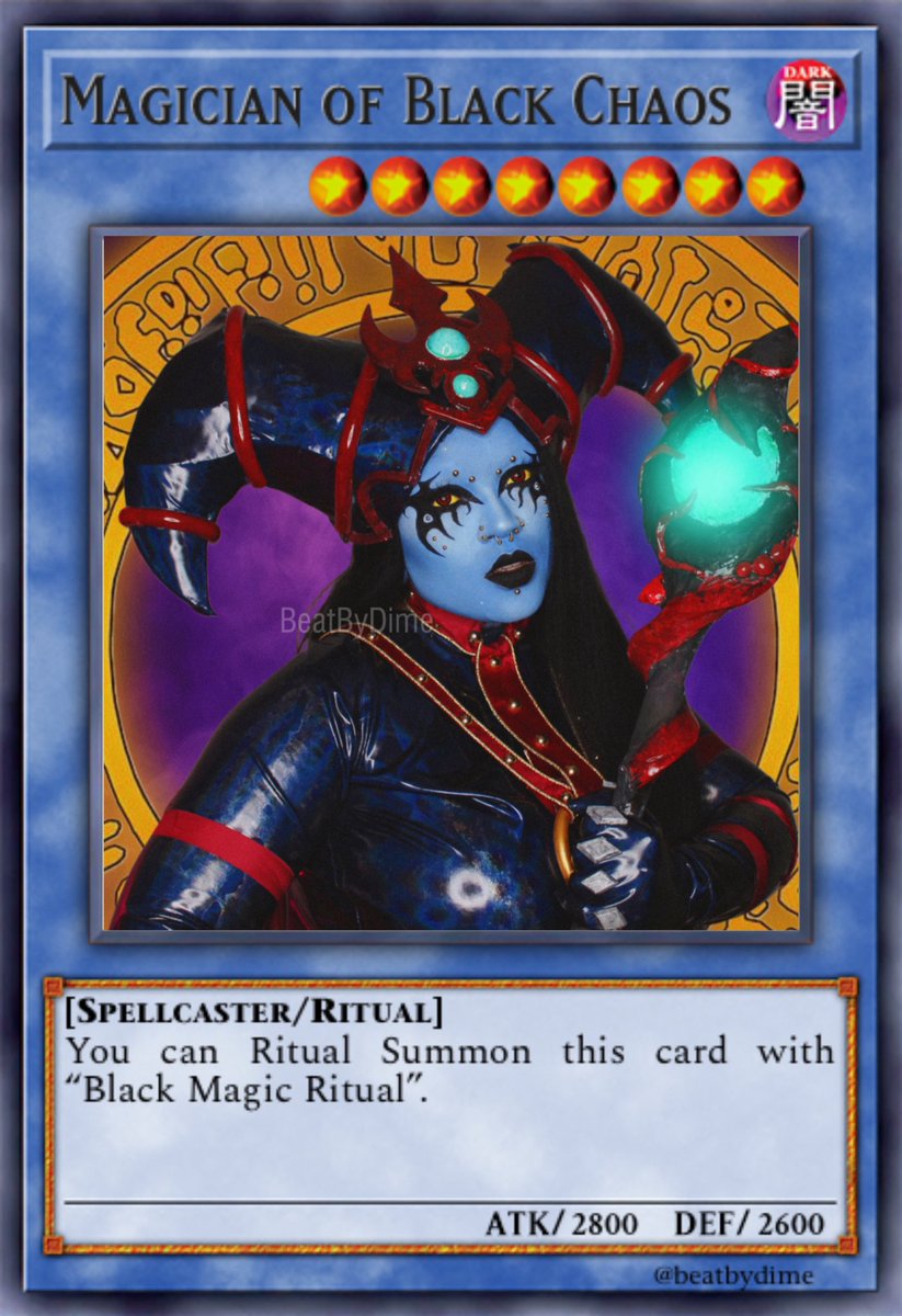 ✨ MAGICIAN OF BLACK CHAOS ✨

It’s been a while since I busted out the body paints so you know I had to do it to em. 

I couldn’t resist the urge to put my cosplay into a yu-gi-oh card edit 😭 pls. #yugioh #28DaysOfBlackCosplay