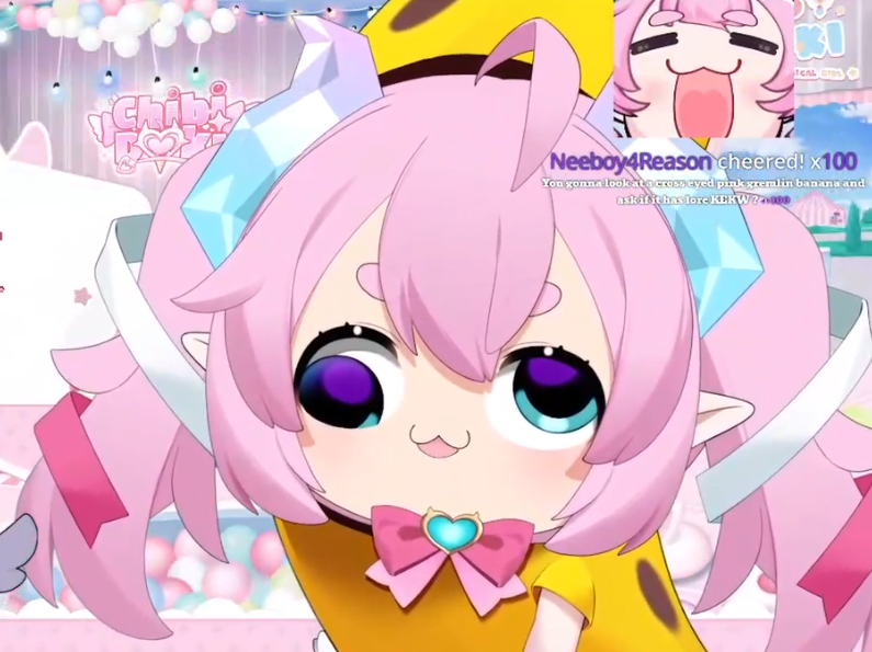 Merrydawg's tweet photo. I just had the pleasure of visiting @chibidoki's stream again, after a few years of being unable to due to timezone differences. She seems to have been transformed into some malformed gremlin creature, which looks like something a wizard would create on accident, and then proceed to keep around his tower, because he feels terrible about it.

And then, this strange pink goblin thing proceeds to pull up a clip of me from years ago, where I apparently pretended to have massive nuts, which for some unfathomable reason, she has perfect memory of.