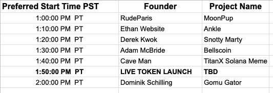 Schedule for memetank tomorrow
