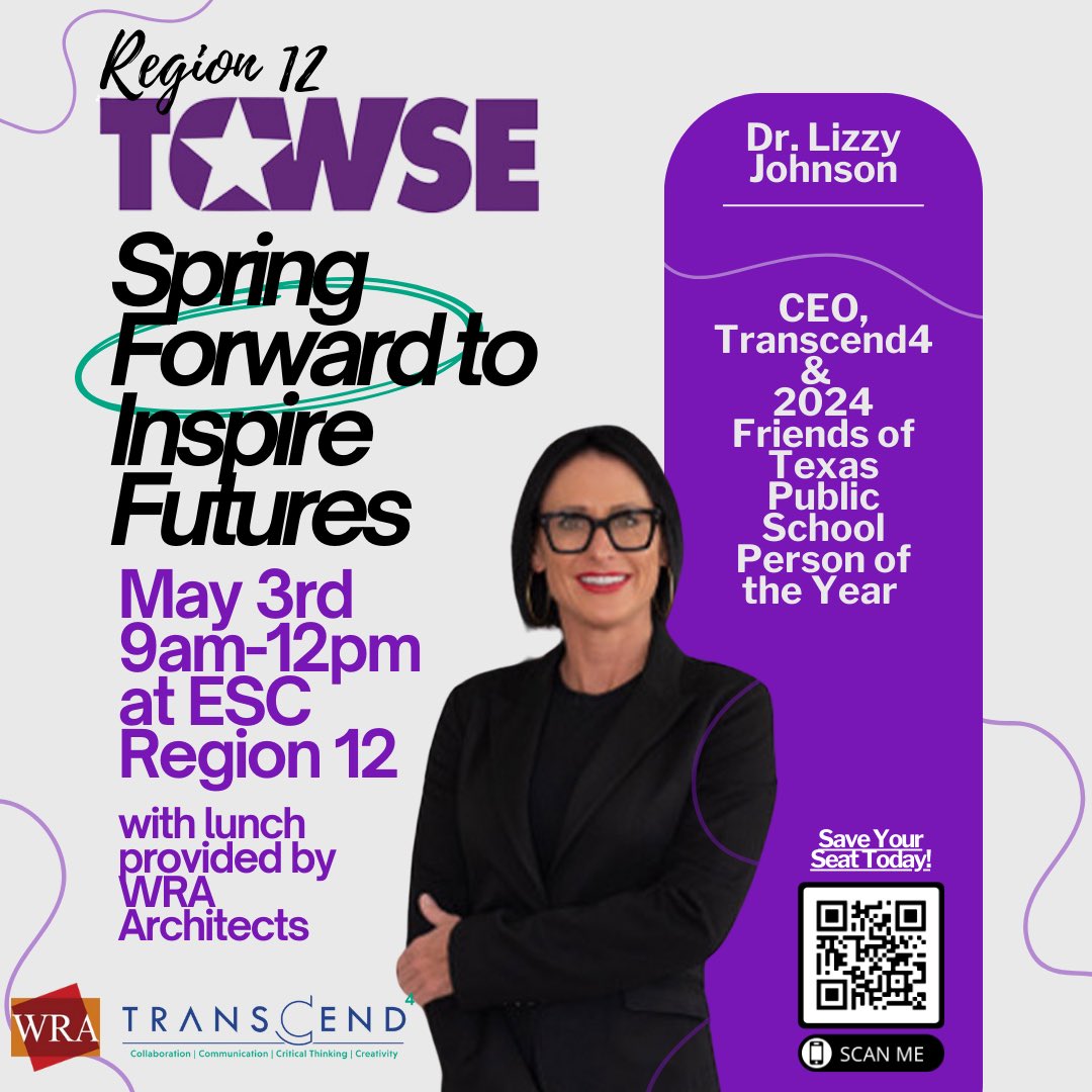 Colette Pledger (@cpledg) on Twitter photo Spring Forward to Inspire Futures! Join <a href="/drlizzyjohnson/">Dr. Lizzy Johnson</a> at @Region12 on May 3rd. Engage in breakout sessions, network w/other school leaders, and enjoy lunch provided by <a href="/WRA_Architects/">WRA Architects, Inc.</a> Visit bit.ly/4hNgU0k to save your seat! #edleadership #Texas #Region12 #TCWSE Spring Forward to Inspire Futures! Join <a href="/drlizzyjohnson/">Dr. Lizzy Johnson</a> at @Region12 on May 3rd. Engage in breakout sessions, network w/other school leaders, and enjoy lunch provided by <a href="/WRA_Architects/">WRA Architects, Inc.</a> Visit bit.ly/4hNgU0k to save your seat! #edleadership #Texas #Region12 #TCWSE