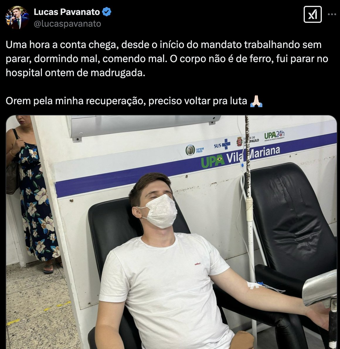 Ele precisou de sangue, mas recusou.

Disse que não faz TRANSfusão, somente fusão.

Segunda-feira entrará com um projeto de lei contra TRANSfusão de sangue.
