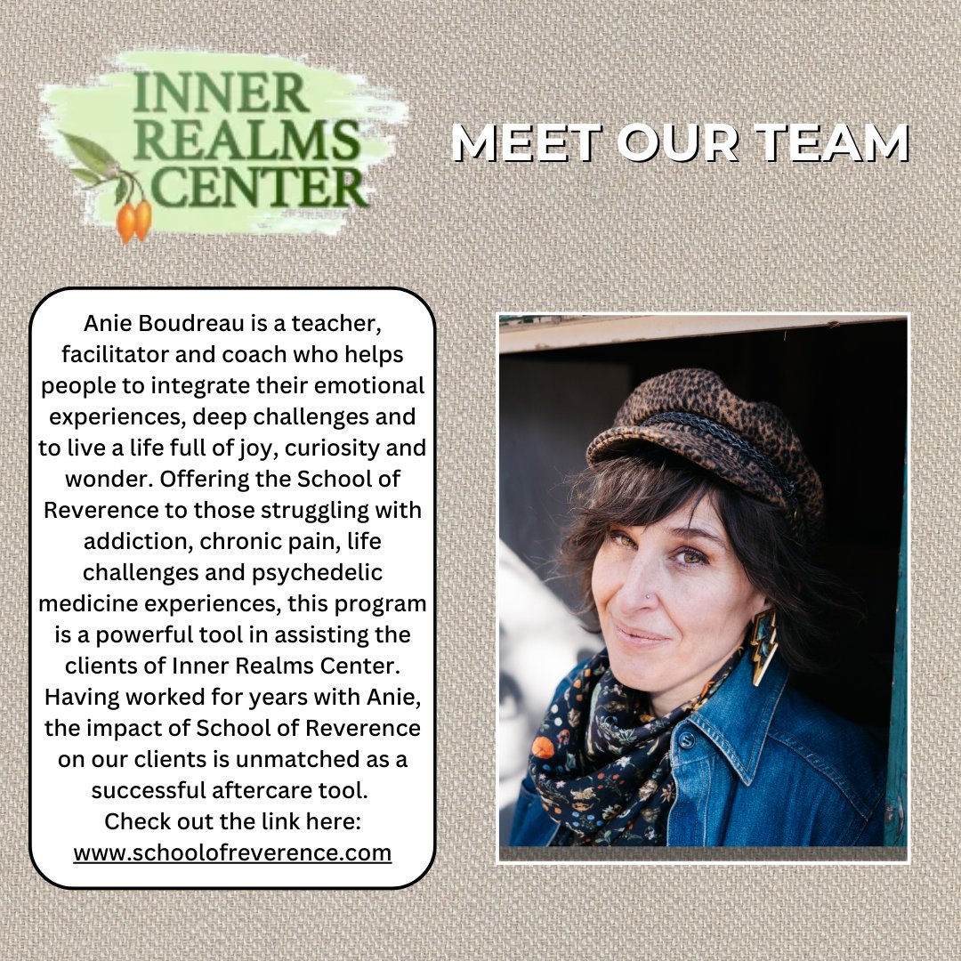 InnerRealmsVC's tweet image. We are so thankful to be able to collaborate with Anie in her work at the School of Reverence as she enhances our programs and offers her expertise in emotional integration and healing practices.  Learn more at schoolofreverence.com and, as always, 
innerrealmscenter.com