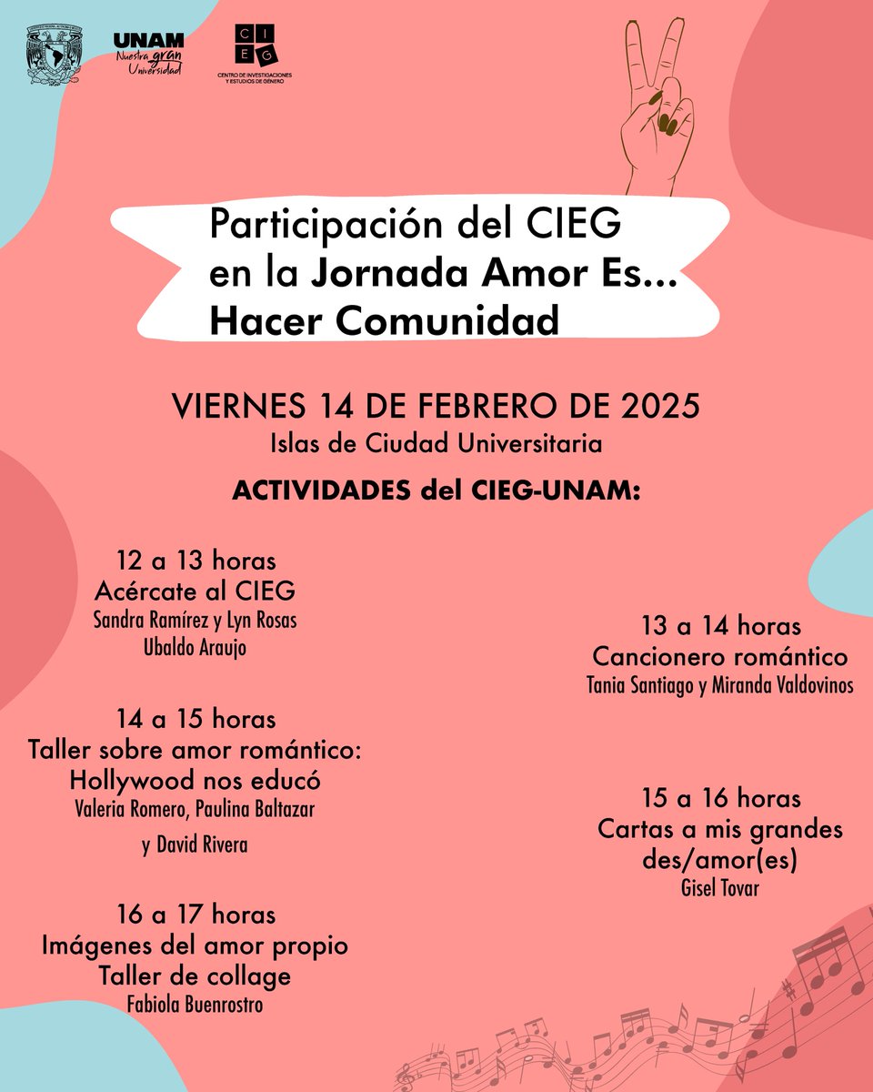 CIEGUNAM's tweet photo. 💜✨ ¡Te vemos mañana en el #FestivalAmorEs! Busca el stand del #CIEGUNAM y únete a nuestra serie de actividades y talleres para repensar juntxs al amor romántico. Ven a hacer collage, a fanzinear y compartir con nosotras 

📍 Islas, C. U.
@Comunidad_UNAM @IgualdadUnam https://t.co/HYl08Kp0ax