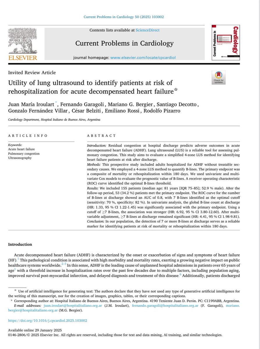 Fernando Garagoli (@fgaragoli) on Twitter photo El eco pulmonar pre-alta nos ayuda a identificar pacientes con congestión residual 🫁 y alto riesgo de re hospitalización por IC 🫀 pubmed.ncbi.nlm.nih.gov/39890047/
Felicitaciones a todos los coautores!! <a href="/jmiroulart/">Juan María Iroulart</a> <a href="/marianbergier/">Mariano Bergier</a> <a href="/decottosantiago/">Santiago Decotto, MD</a> <a href="/gonzafv15/">Gonzalo Fernandez Villar</a> El eco pulmonar pre-alta nos ayuda a identificar pacientes con congestión residual 🫁 y alto riesgo de re hospitalización por IC 🫀 pubmed.ncbi.nlm.nih.gov/39890047/
Felicitaciones a todos los coautores!! <a href="/jmiroulart/">Juan María Iroulart</a> <a href="/marianbergier/">Mariano Bergier</a> <a href="/decottosantiago/">Santiago Decotto, MD</a> <a href="/gonzafv15/">Gonzalo Fernandez Villar</a>