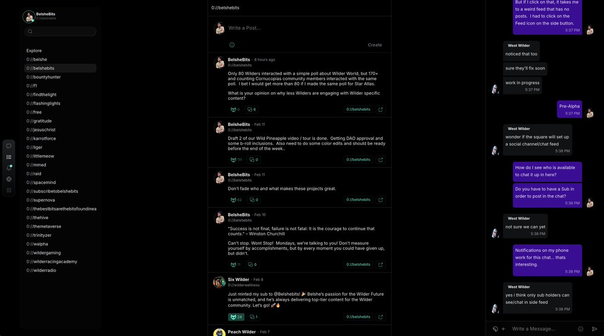 BelsheBits's tweet image. BREAKING: @zero__tech just pushed an update for CHATS are now accompanying FEED channels.