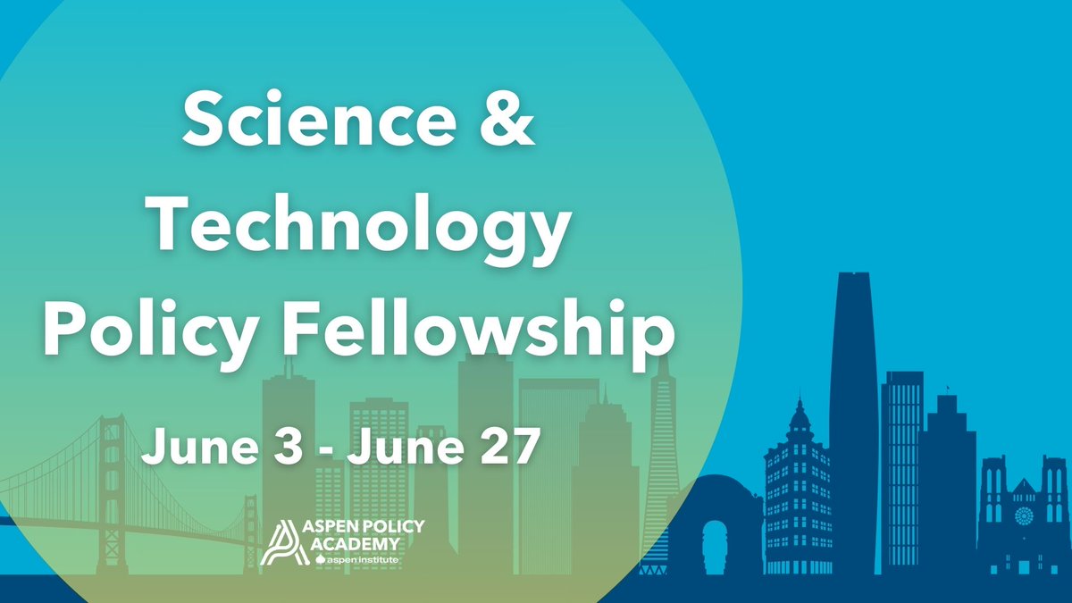 ⏰ The application for our summer 2025 Science &amp; Technology Policy Fellowship closes tomorrow at 11:59pm PT! This full-time, paid opportunity introduces Fellows to real-world policy training and a tight-knit network. Don’t miss your chance to apply 👇: aspenpolicyacademy.org/Fellowship/