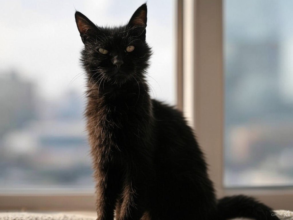 Un petit chat, noir, qui est arrivé de je ne sais où il y a 3 jours, il est laid et hirsute, il n’a peur de rien, il s’est jeté sur les écuelles de mes 2 mâtins espagnols, 80 et 95 kg, il se couche sur les canapés ou au milieu de l’espace des chiens, bon, je l’ai appelé OQTF.
