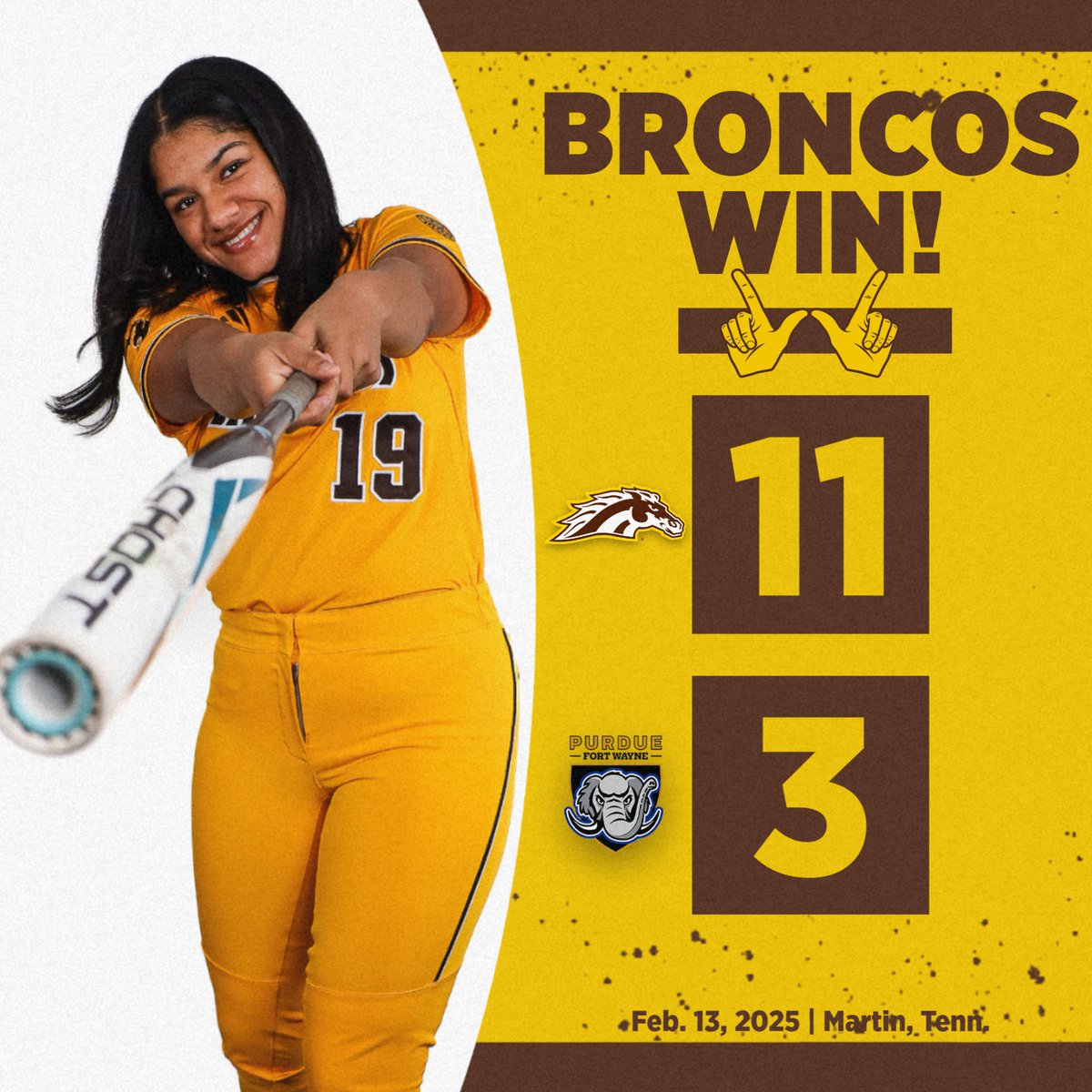 DUBS UP!

Freshman Micaela Booth goes 3-for-3 with 2 HRs and 4 RBIs as the Broncos explode for 11 runs!