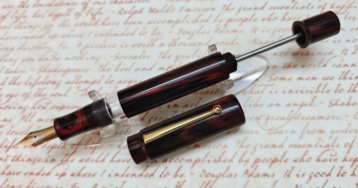 Finished up: custom pen in SEM ebonite. It holds a vintage Montblanc nib with an ebonite feed and has a plunger (vac) filler.