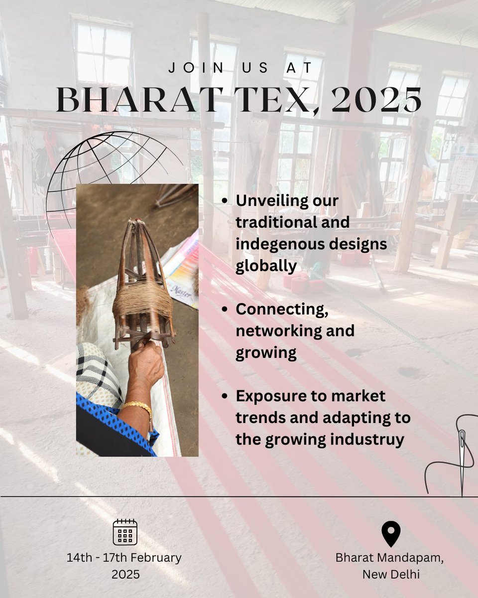 Jharcraft's tweet photo. Jharcraft at Bharat Tex, 2025
Do join us! 
5000+ exhibitors, 6000+ overseas buyers, 120000+ trade visitors;
60+ knowledge sessions, 110+ countries,  20000+ textile products
📅 14th - 17th February 2025 📍Bharat Mandapam, New Delhi
#BharatTex2025 https://t.co/DLUkXzBnbn