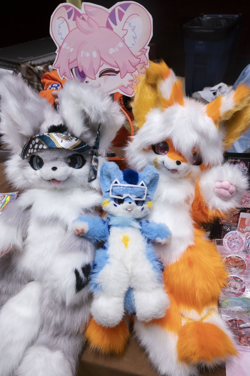 兽偶合影返图！可爱！！
摄影&amp;修图：一德
兽偶顺序：方太&amp;一德&amp;蛋挞
后面&amp;大兽偶制作：我 
#furry #FursuitFriday #fursuit #兽偶 #委托展示 #福瑞 #兽设