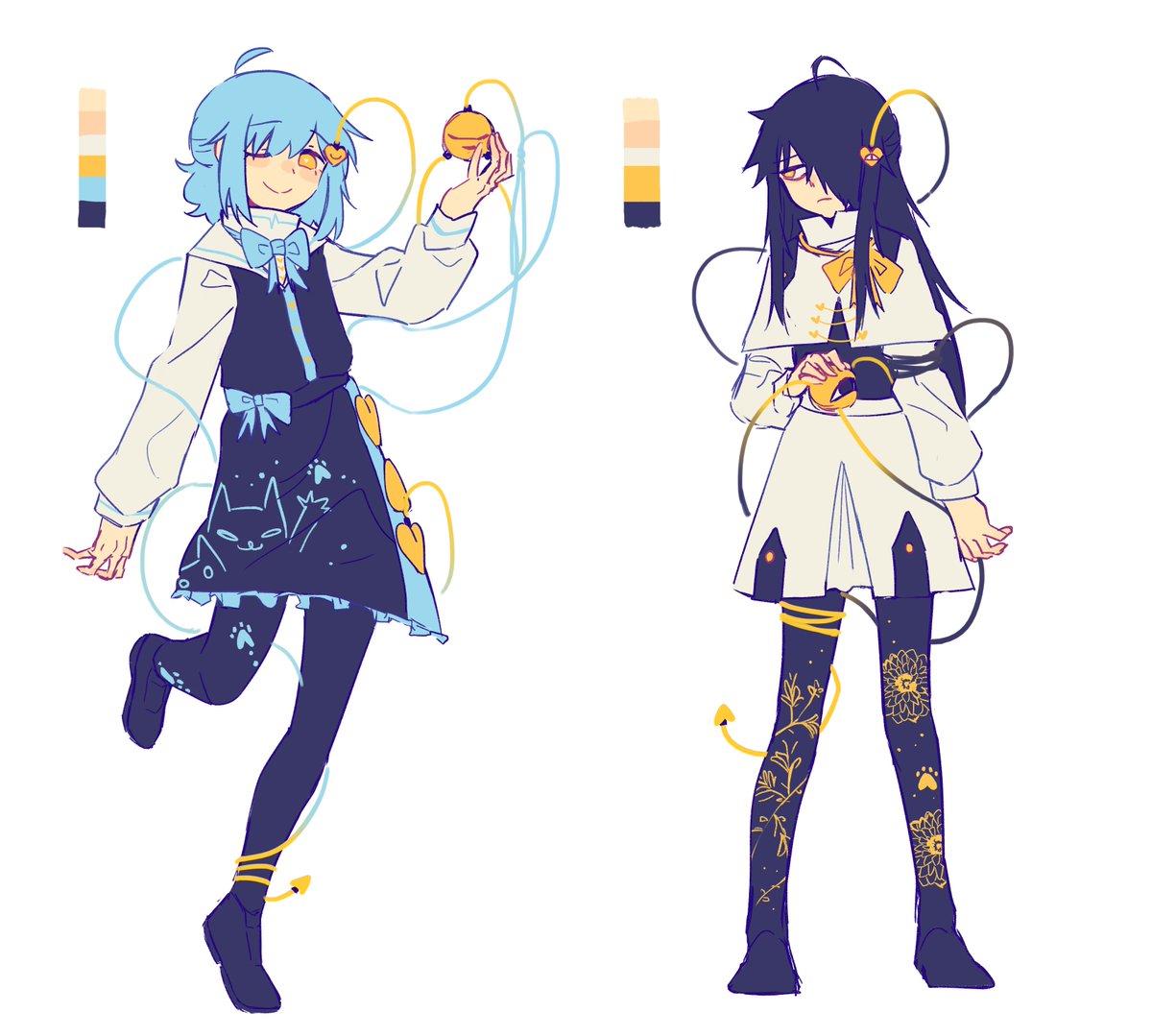p2eocene's tweet image. realized i never posted my touhou ocs here, meet nanase and yayame! they're doomed satori sisters :D💛