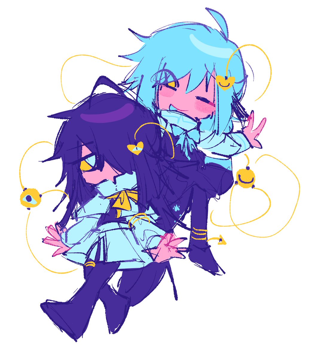p2eocene's tweet image. realized i never posted my touhou ocs here, meet nanase and yayame! they're doomed satori sisters :D💛