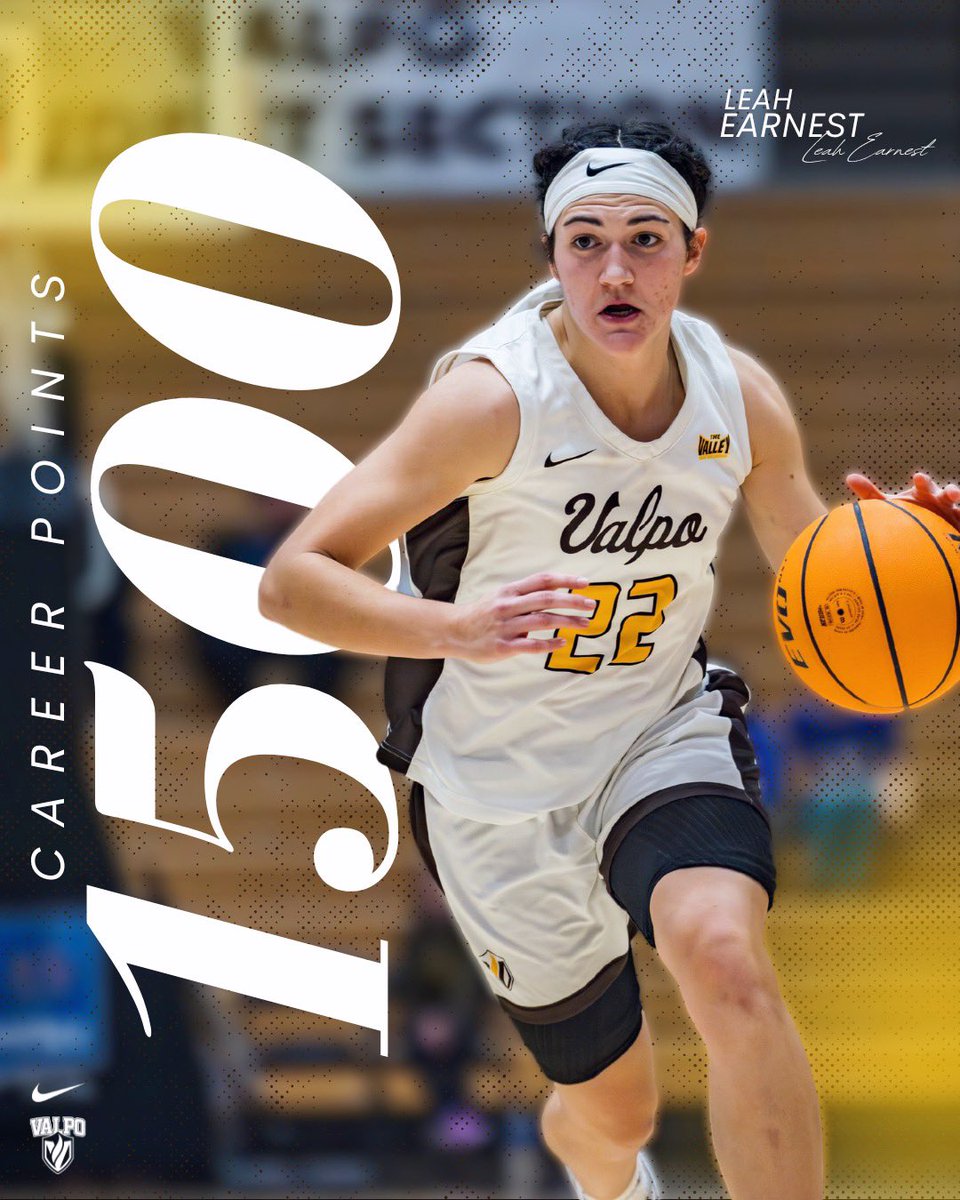 Valpo Women’s Basketball (@valpowbb) on Twitter photo 𝟏𝟓𝟎𝟎 for the record books📚
Congrats to <a href="/l_earnest22/">Leah Earnest</a> for hitting 1500 career points!
#RingTheBell | #GoValpo 𝟏𝟓𝟎𝟎 for the record books📚
Congrats to <a href="/l_earnest22/">Leah Earnest</a> for hitting 1500 career points!
#RingTheBell | #GoValpo