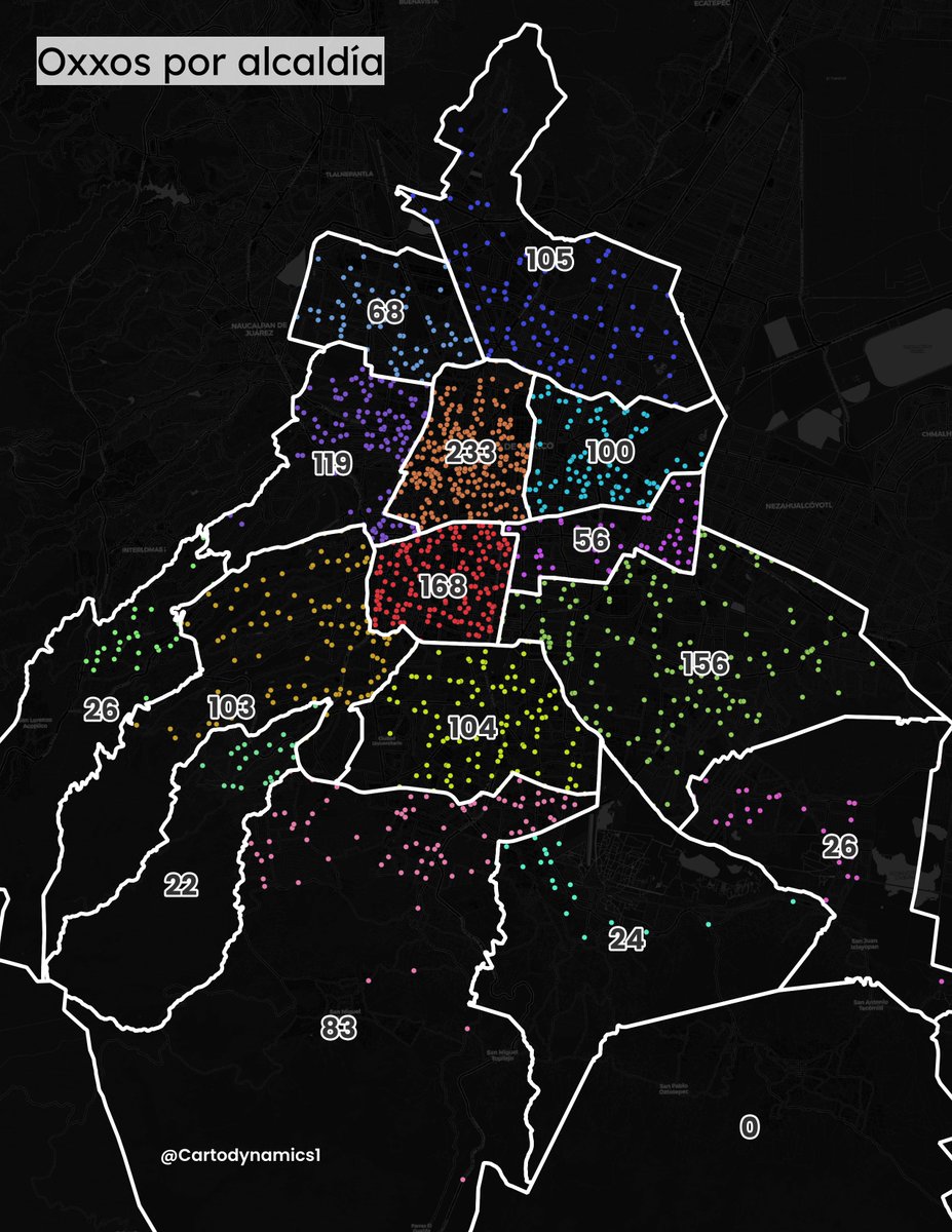 cartodynamics1's tweet photo. ¿Sabían que en Milpa Alta no hay Oxxos?
Mapa de Tiendas Oxxo en la #CDMX 

Con datos del DENUE 2024 https://t.co/H21kuwucZe
