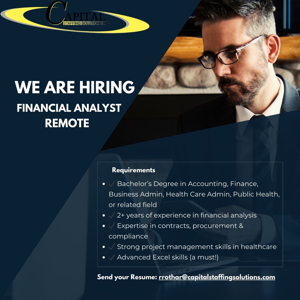 🚀 Remote Opportunity: Financial Analyst – Healthcare Industry 🚀

#RemoteWork #FinancialAnalyst #HiringNow #HealthcareFinance #ExcelExperts #FinanceJobs #Procurement #HealthcareCareers