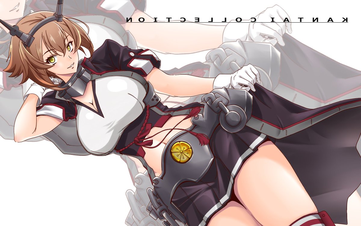 陸奥(艦隊これくしょん) 「#これを見た人はおへそを見せるへそ出しであれ薄い布越しであれ陸奥のおへそは健康に」|桐木春臣のイラスト