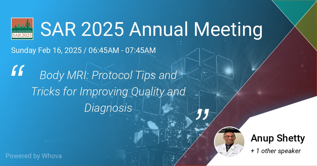 Anup Shetty (@nupedogg) on Twitter photo Two <a href="/MIRimaging/">WashUMedMIR</a> MRI focused #SAR25 on-demand workshops available starting Sun 2/16:
Body MRI: Protocol Tips and Tricks with Drs. Tyler Fraum and Daniel Ludwig
Dual Contrast Liver MRI: One-Stop Shopping for Liver Lesion Characterization with Drs. Richard Tsai and Daniel Ludwig Two <a href="/MIRimaging/">WashUMedMIR</a> MRI focused #SAR25 on-demand workshops available starting Sun 2/16:
Body MRI: Protocol Tips and Tricks with Drs. Tyler Fraum and Daniel Ludwig
Dual Contrast Liver MRI: One-Stop Shopping for Liver Lesion Characterization with Drs. Richard Tsai and Daniel Ludwig