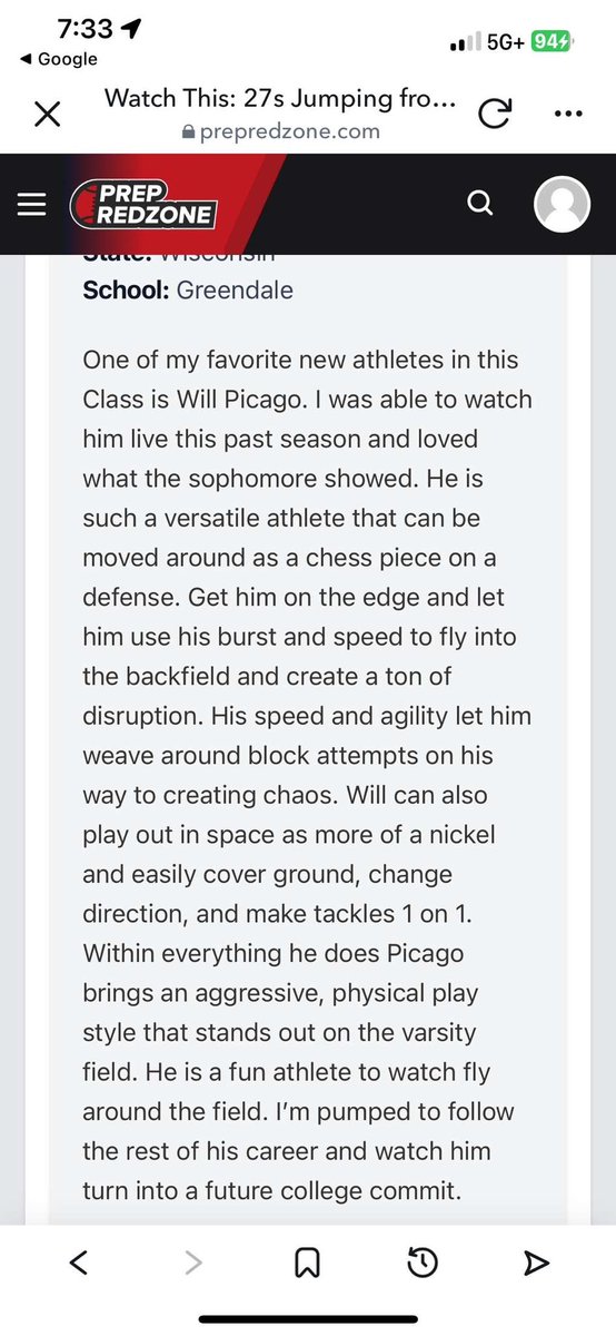 Thank you <a href="/PrepRedzoneWI/">Prep Redzone Wisconsin</a> for the ranking and write up! <a href="/MJ_NFLDraft/">Mark Johnson</a>