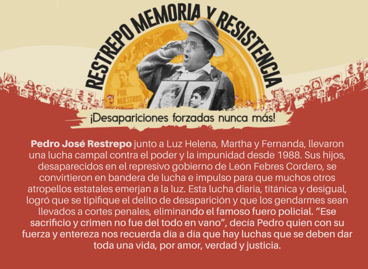 mishelle85555's tweet photo. _ El concierto por Pedro Restrepo recuerda que la lucha por verdad trasciende décadas. @DanielNoboaOk, ¿se unirá a esta demanda o la silenciará? #Van27 #9niñosVíctimas https://t.co/tvBmfhZPnP