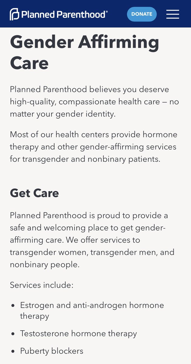 BasedMikeLee's tweet image. I guess performing abortions wasn’t edgy enough for Planned Parenthood—they now provide “gender affirming services”

Planned Parenthood claims to offer those services only “for patients 18 years and older,” even while proudly noting that they provide “puberty blockers,” which…