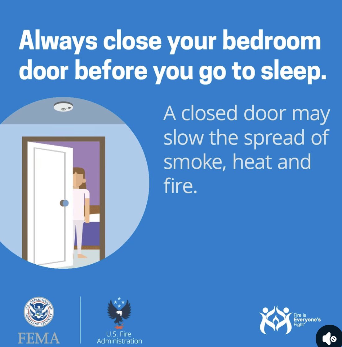 BerkeleyHghtsFD's tweet image. 🔥 Closing doors can help stop the spread of fire, save lives and limit damage to your home. Have working smoke alarms inside & outside each bedroom and sleeping area.