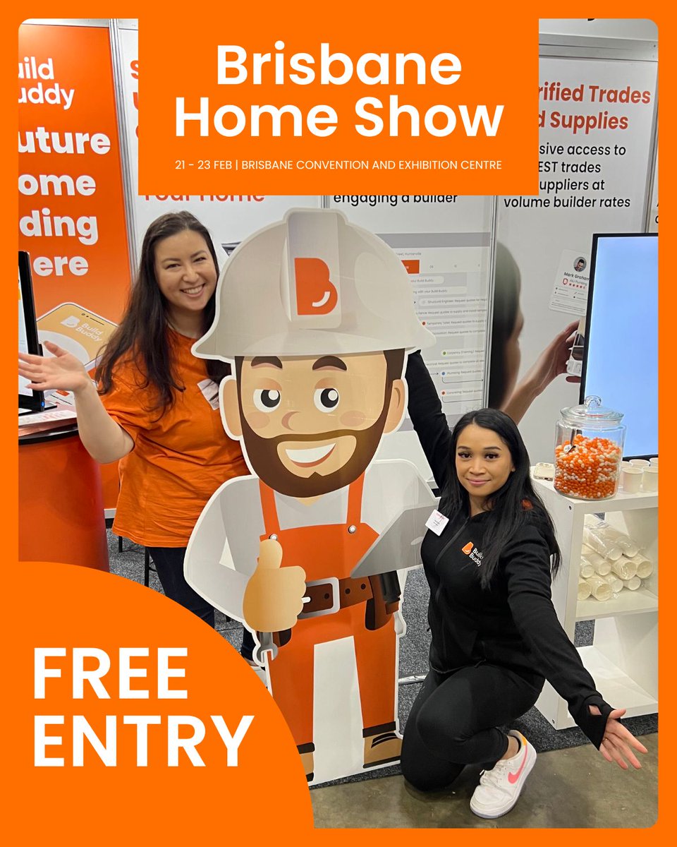 BuildBuddyAu's tweet photo. Visit us at the Brisbane Home Show!

📅 21st - 23rd February
⏰ 9am - 5pm Daily
📍Stand K18 at the Brisbane Convention and Exhibition Centre

FREE tickets here: https://t.co/jx7WO4QsSL.

#BuildBuddy #HomeShow #BrisbaneEvents #BrisbaneHomeShow #FreeEvents #OwnerBuilderResource https://t.co/mgSbk97dMf
