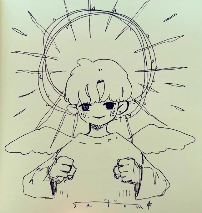 微笑んでいるのか泣いているのか、怒っているのか全てを諦めたのか。#ドローイング 