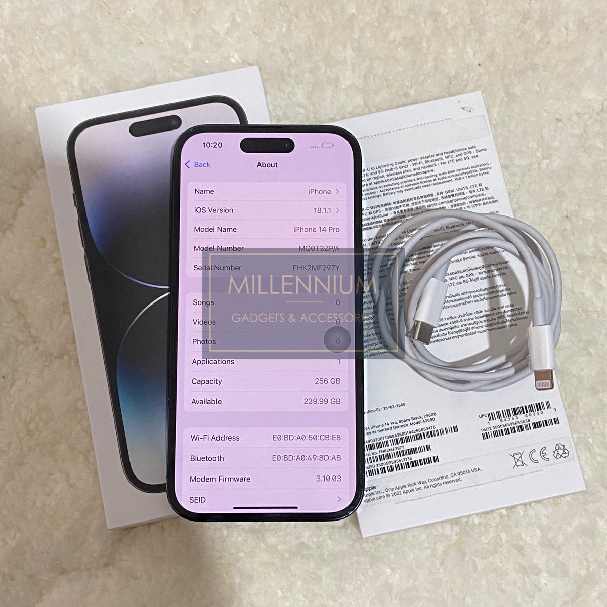 milleniumgadget's tweet photo. Iphone 14 Pro 256GB ZP (Space Black)

- Battery Health 89%
- Condition 9/10 
- Allpart Original
- All Function 100%
- Fullset Box Original 
- RM 3000‼️

Area Shah Alam / KL
#millenniumgadgets #millennium #iphone14pro https://t.co/AU7Mruh2k9