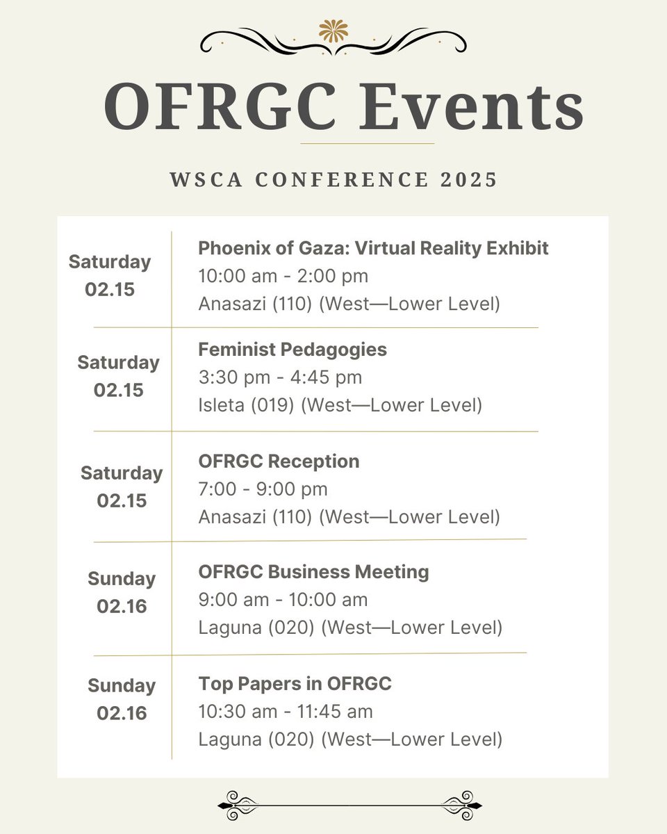 Are you attending WSCA? Come check out and support the OFRGC events.