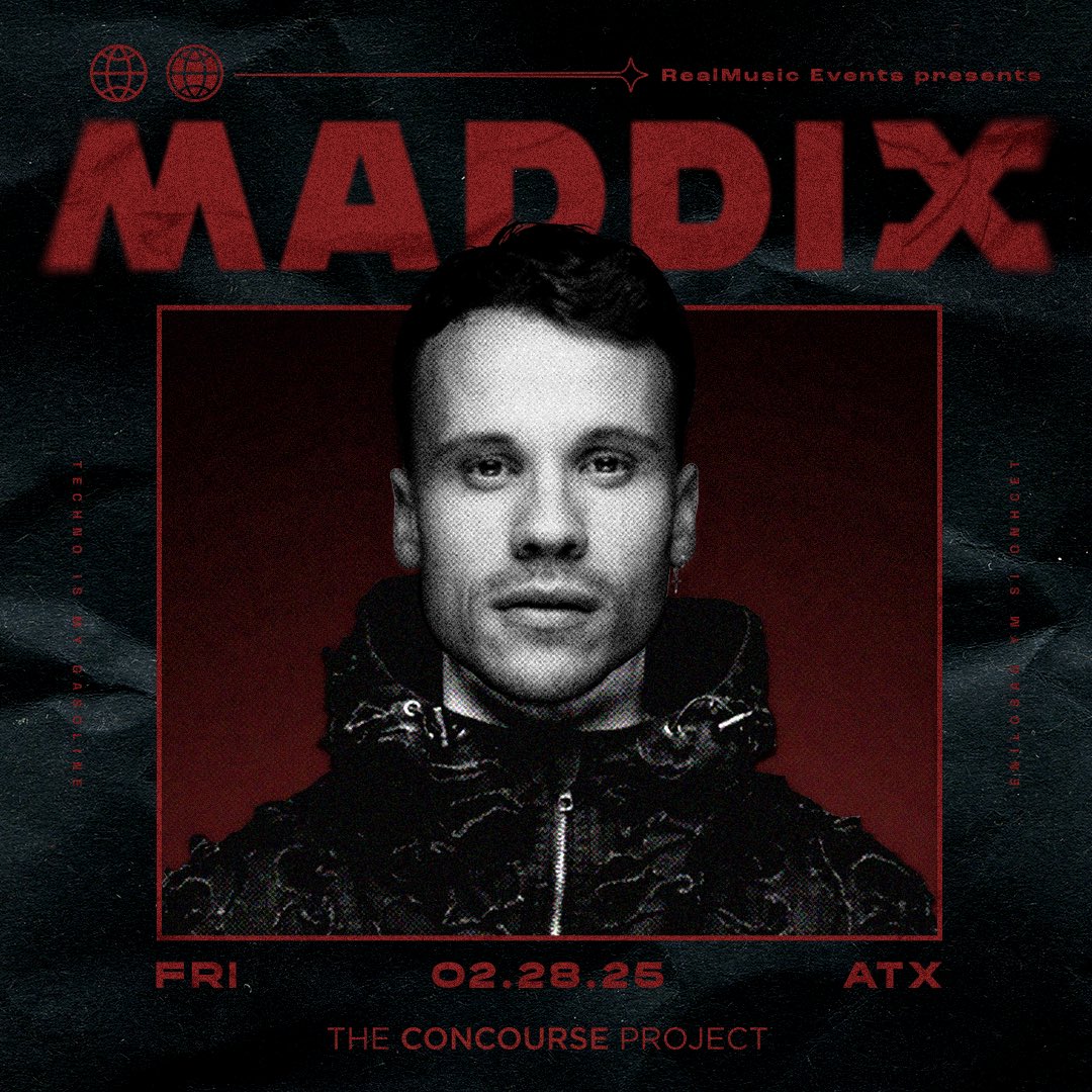 Austin RT/Like for a chance to win 2 VIP tickets to <a href="/MaddixMusic/">MADDIX</a> at <a href="/concourseproj/">The Concourse Project</a>! 

🔥 Must follow 
<a href="/RealMusicEvents/">RealMusic Events</a> 
<a href="/concourseproj/">The Concourse Project</a> 
<a href="/TexasEDMFamily/">TEXAS EDM FAMILY</a> 
🔊 Ends 2/26 

Tickets &amp; Info: ConcourseProject.Com