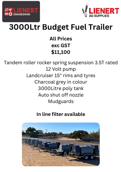 🔥 Don't miss out on this exclusive deal! 🔥  

For a limited time only, purchase a Lienert Engineering Clay Delver and score a FREE 3000L Budget Fuel Trailer!  

Hurry – only 2 Fuel Trailers in stock. This offer won't last long!