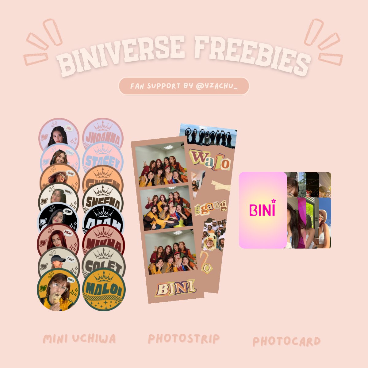yzachu_'s tweet image. BINIverse World Tour 2025: Philippines freebies 
— a mini fan support by @yzachu_ 💋

♡ rt &amp;amp; like this tweet
♡ show proof on d-day
♡ limited quantity (1:1)
♡ for team concert and team labas

see you!!! 💗 

#BINI #BINIVerseWorldTour2025
