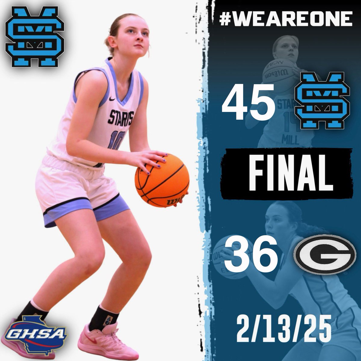 Starr’s Mill GBB (@smhsgirlsbball) on Twitter photo Region 3-4A Tournament
Griffin 36
Starr’s Mill 45
Advance to Region Championship & improve to 22-5 on the year! Proud of our group!
<a href="/AftynHeiden/">Aftyn Heiden</a> 18p
<a href="/Lindsey_Kopacek/">Lindsey Kopacek</a> 10p 14r
<a href="/AGmorrison821/">AG Morrison</a> 9p
<a href="/Ava_Glover11/">Ava Glover</a> 5p 6b
<a href="/SophiaOlson02/">Sophia Olson</a> 6a
Josie Schwartz 2p
<a href="/KyleSandy355/">Kyle Sandy</a> <a href="/SandysSpiel/">Sandy's Spiel</a> Region 3-4A Tournament
Griffin 36
Starr’s Mill 45
Advance to Region Championship & improve to 22-5 on the year! Proud of our group!
<a href="/AftynHeiden/">Aftyn Heiden</a> 18p
<a href="/Lindsey_Kopacek/">Lindsey Kopacek</a> 10p 14r
<a href="/AGmorrison821/">AG Morrison</a> 9p
<a href="/Ava_Glover11/">Ava Glover</a> 5p 6b
<a href="/SophiaOlson02/">Sophia Olson</a> 6a
Josie Schwartz 2p
<a href="/KyleSandy355/">Kyle Sandy</a> <a href="/SandysSpiel/">Sandy's Spiel</a>
