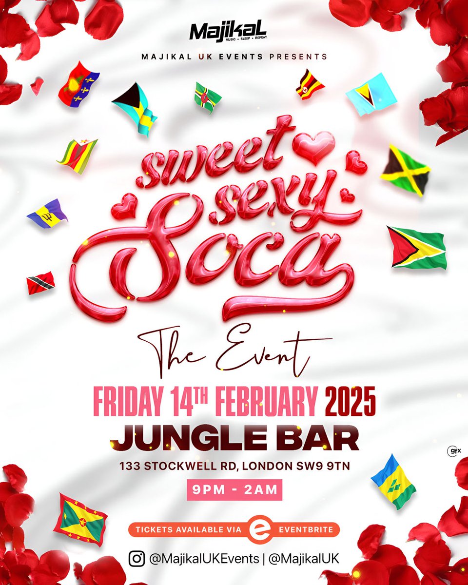Soca News (@socanews) on Twitter photo If Soca is your love language, then weโve got the perfect Valentineโs plan for you! ๐๐ถ๐ฅ
๐ SWEET SEXY SOCAโThe Event!
๐
Friday 14th February 2025
๐ Jungle Bar, London
โฐ 9PM โ 2AM
๐ฅ 100% Soca Energy
๐ฅ The Best DJs & Carnival Vibez
๐ฅ Dance, Sweat & Celebrate LoveโIsla... If Soca is your love language, then weโve got the perfect Valentineโs plan for you! ๐๐ถ๐ฅ
๐ SWEET SEXY SOCAโThe Event!
๐
Friday 14th February 2025
๐ Jungle Bar, London
โฐ 9PM โ 2AM
๐ฅ 100% Soca Energy
๐ฅ The Best DJs & Carnival Vibez
๐ฅ Dance, Sweat & Celebrate LoveโIsla...