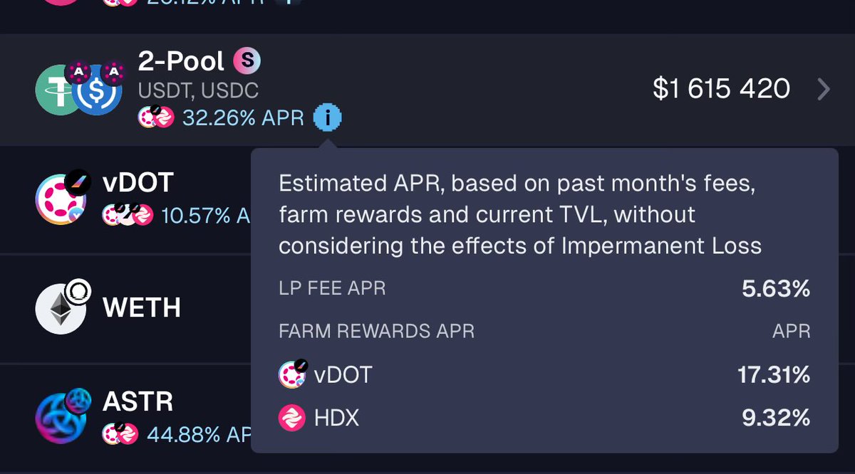 lolmcshizz's tweet image. Right now on Polkadot you can borrow USDT/ USDC for &amp;lt; 3% and then farm &amp;gt; 30% APR

Just sayin’