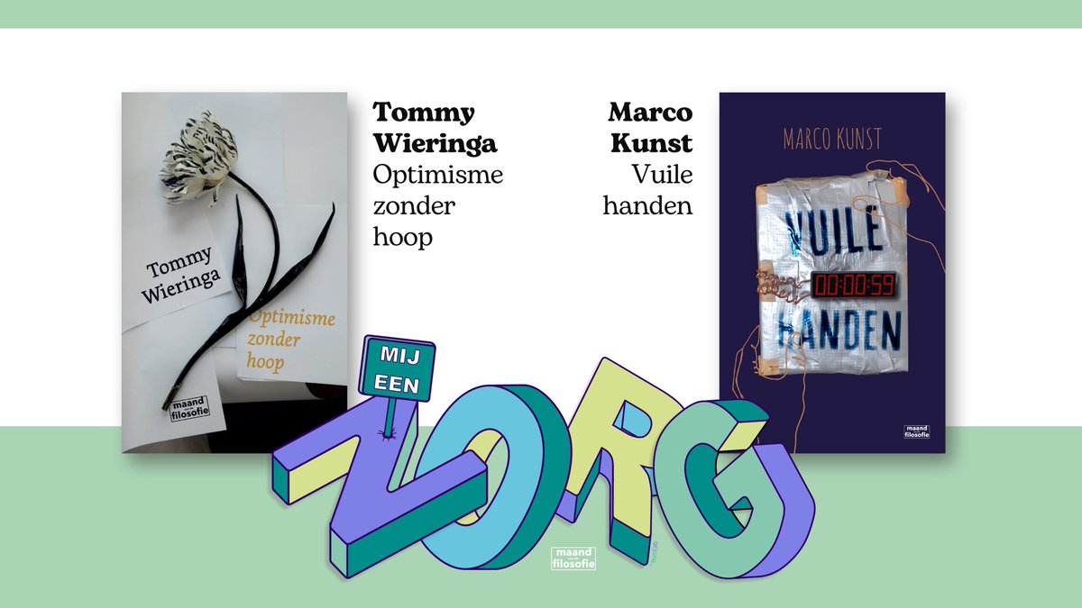 In april duiken we in het thema ‘Mij een zorg’. Dit jaar schreven Tommy Wieringa en Marco Kunst het essay en het jeugdboek van de Maand van de Filosofie.
‘Optimisme zonder hoop’ van Tommy Wieringa, verschijnt op 25 maart. ‘Vuile handen’ van Marco Kunst, verschijnt op 13 maart.
