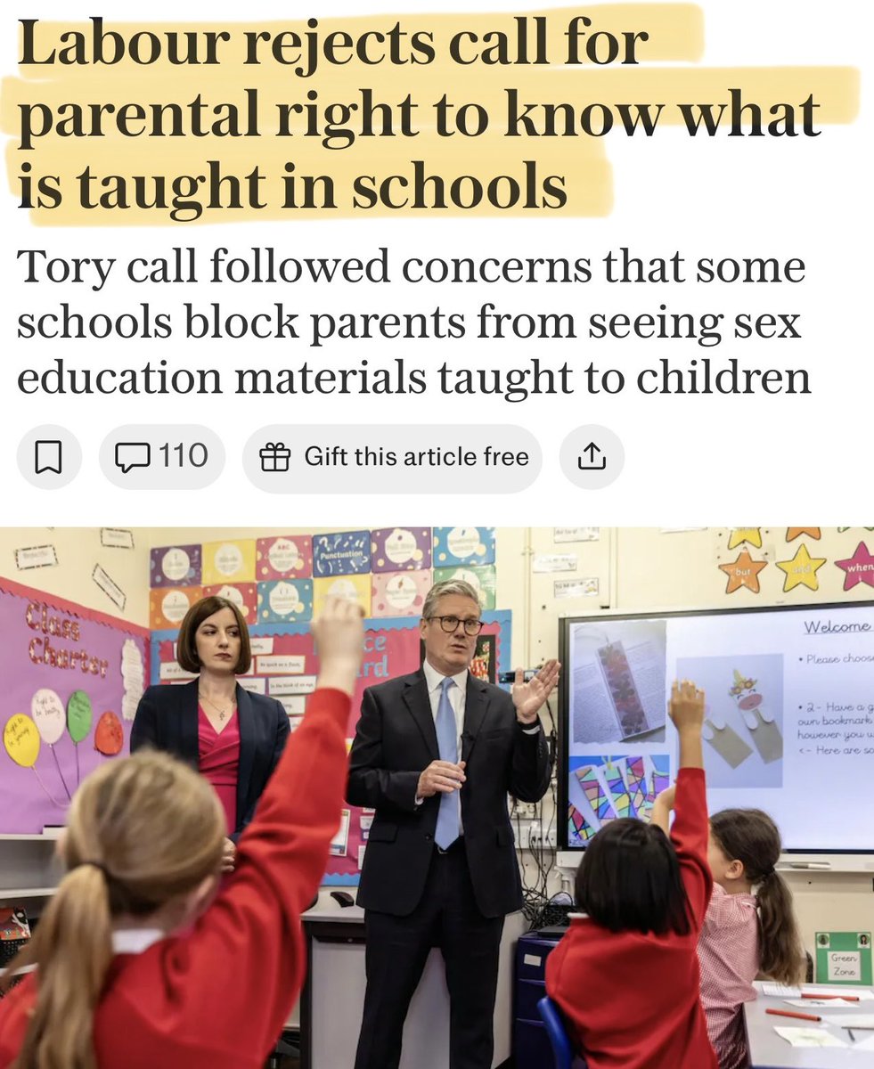 🚨 LABOURS- Labour has rejected parents’ right to see what their children are being taught. 

This isn’t education,it’s indoctrination. 

When the state controls what your kids learn, think &amp; believe without you knowing, that’s not democracy. It’s authoritarianism! 🚨