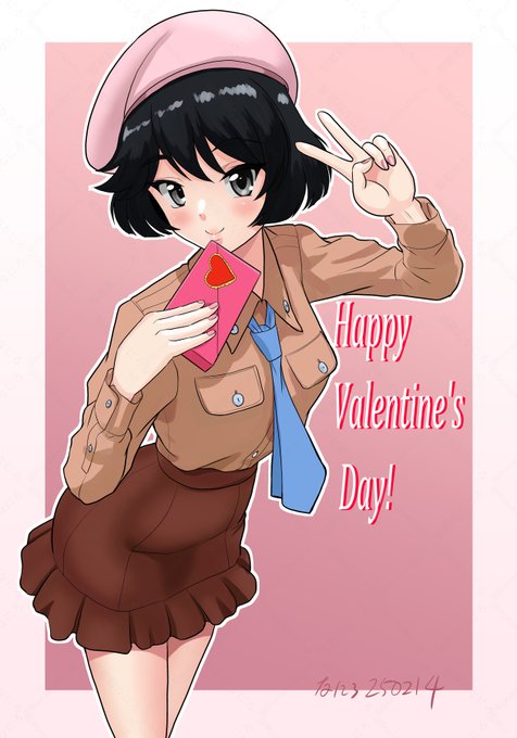 #Valentinesday2025 
#バレンタインデー 
優季ちゃんにはピンクのベレーが似合いそうだなと思ってたら描いてました! 