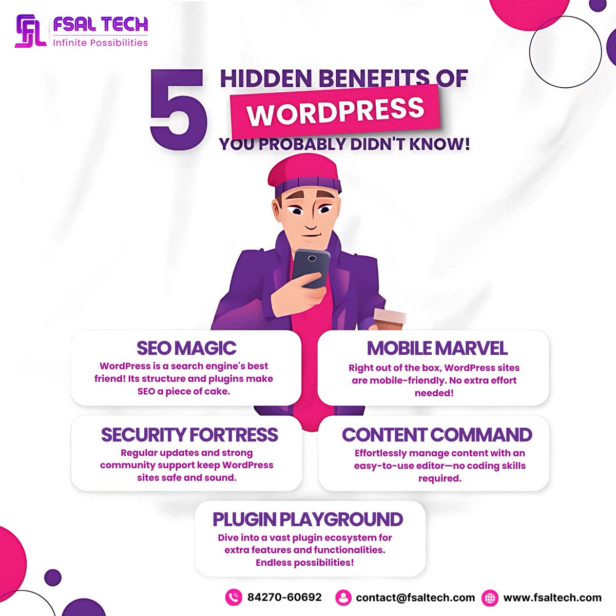 fsal__tech's tweet photo. Unlock the hidden power of #WordPress! ππ‘ From #SEOBoost to #MobileFriendly designs, discover why WordPress is a game-changer for your website.
#FSALTech #WebDesign #Plugins #Security #ContentCreation https://t.co/qYhb2G4clY