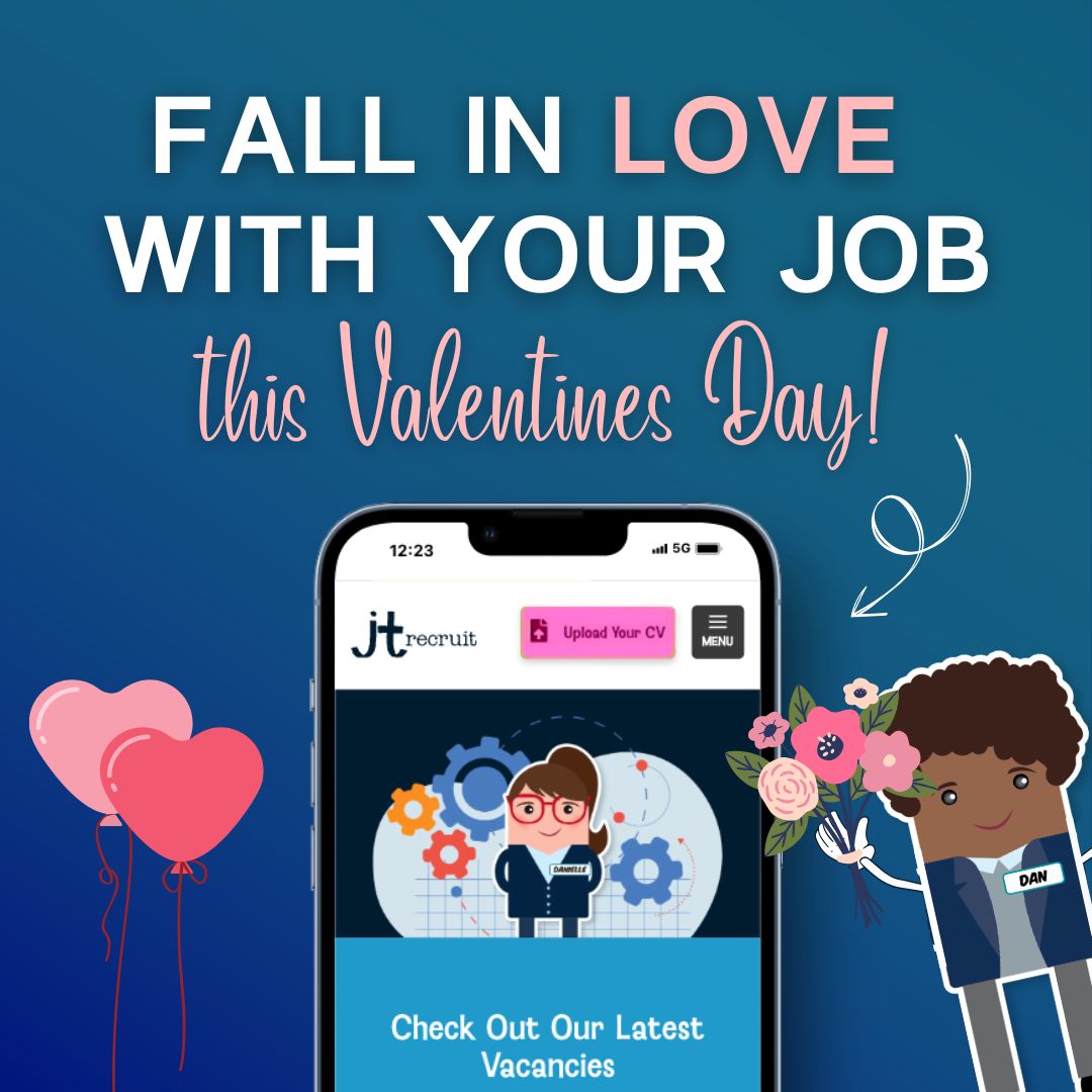 ❤️ This Valentine’s Day, find a job you’ll truly love! 

Explore our latest vacancies and fall head over heels for your next opportunity. 💼

🔗 jtrecruit.co.uk/all-jobs/ 

#FallInLoveWithYourJob #JTRecruit #ValentinesDay #CareerGoals