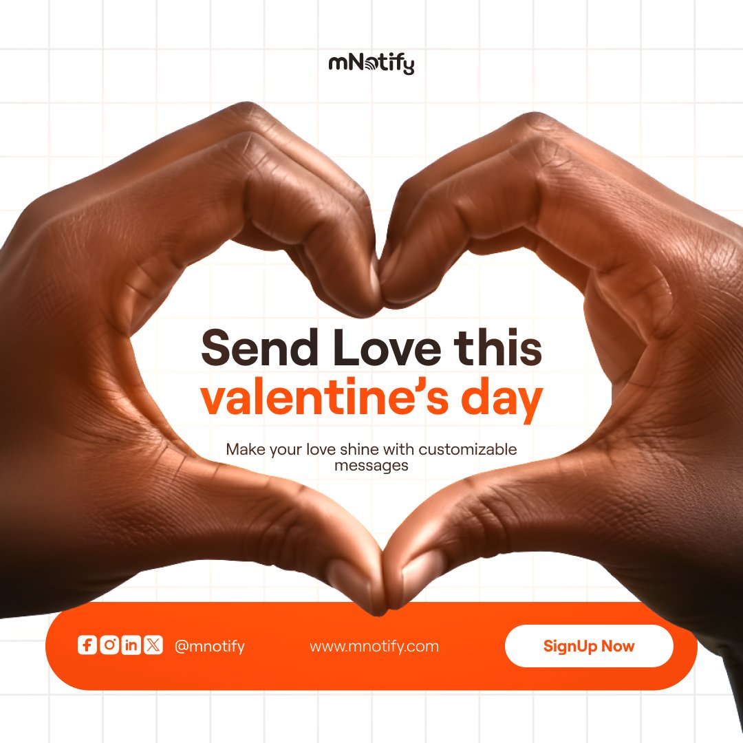 💖 Send Love This Valentine’s Day with mNotify! 💖

Make your love shine with customizable messages! Whether it’s a sweet text, a heartfelt voice note, or a personalized bulk SMS, we’ve got you covered.

#ValentinesDay #SendLoveWithmNotify #CustomMessages #LoveInEveryMessage